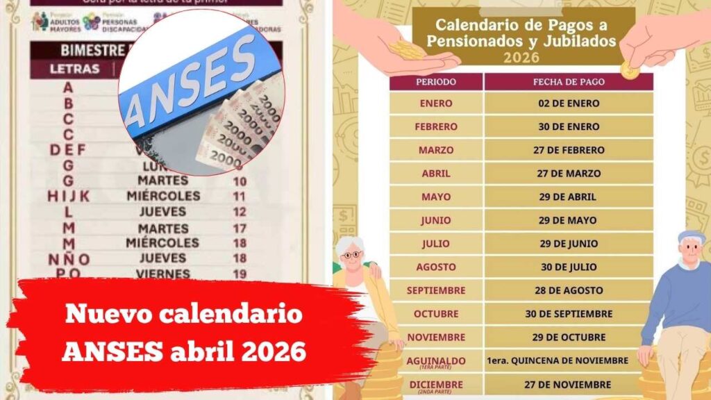 Nuevo calendario ANSES abril 2026: fechas de cobro con aumento para jubilados