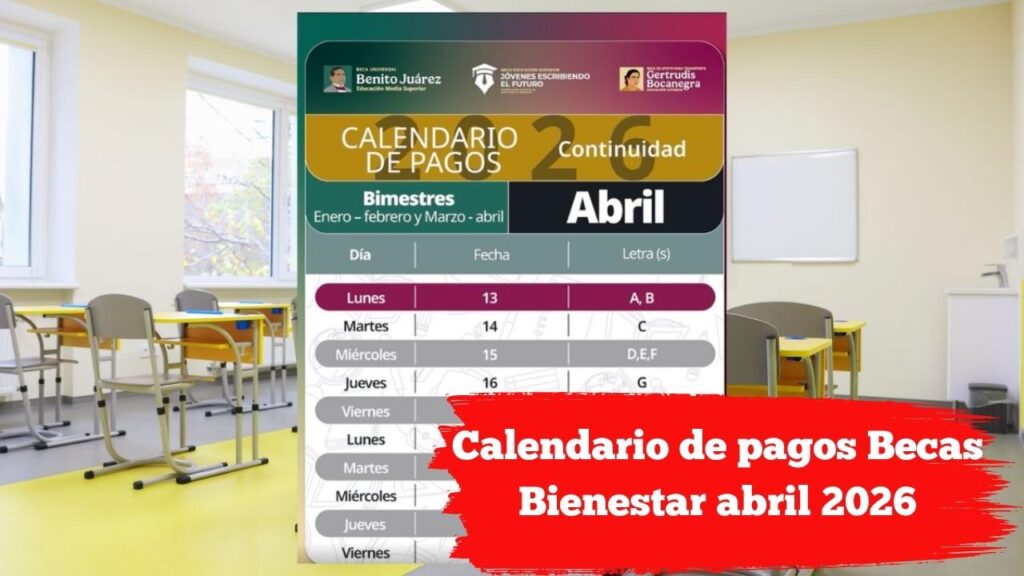 Calendario de pagos Becas Bienestar abril 2026: Benito Juárez, Jóvenes Escribiendo el Futuro y Gertrudis Bocanegra